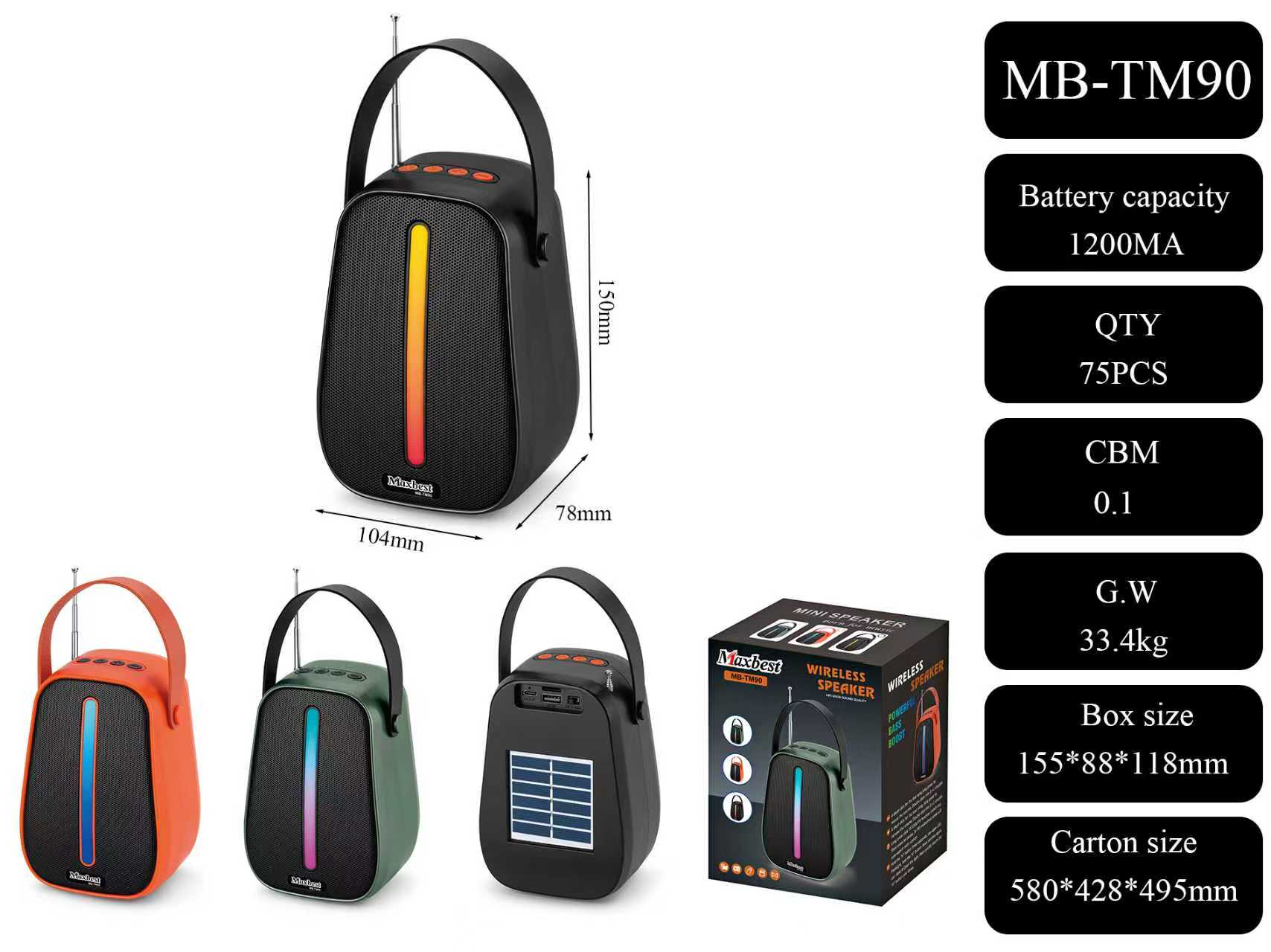Maxbest TM90 Bluetooth Speaker/Fm