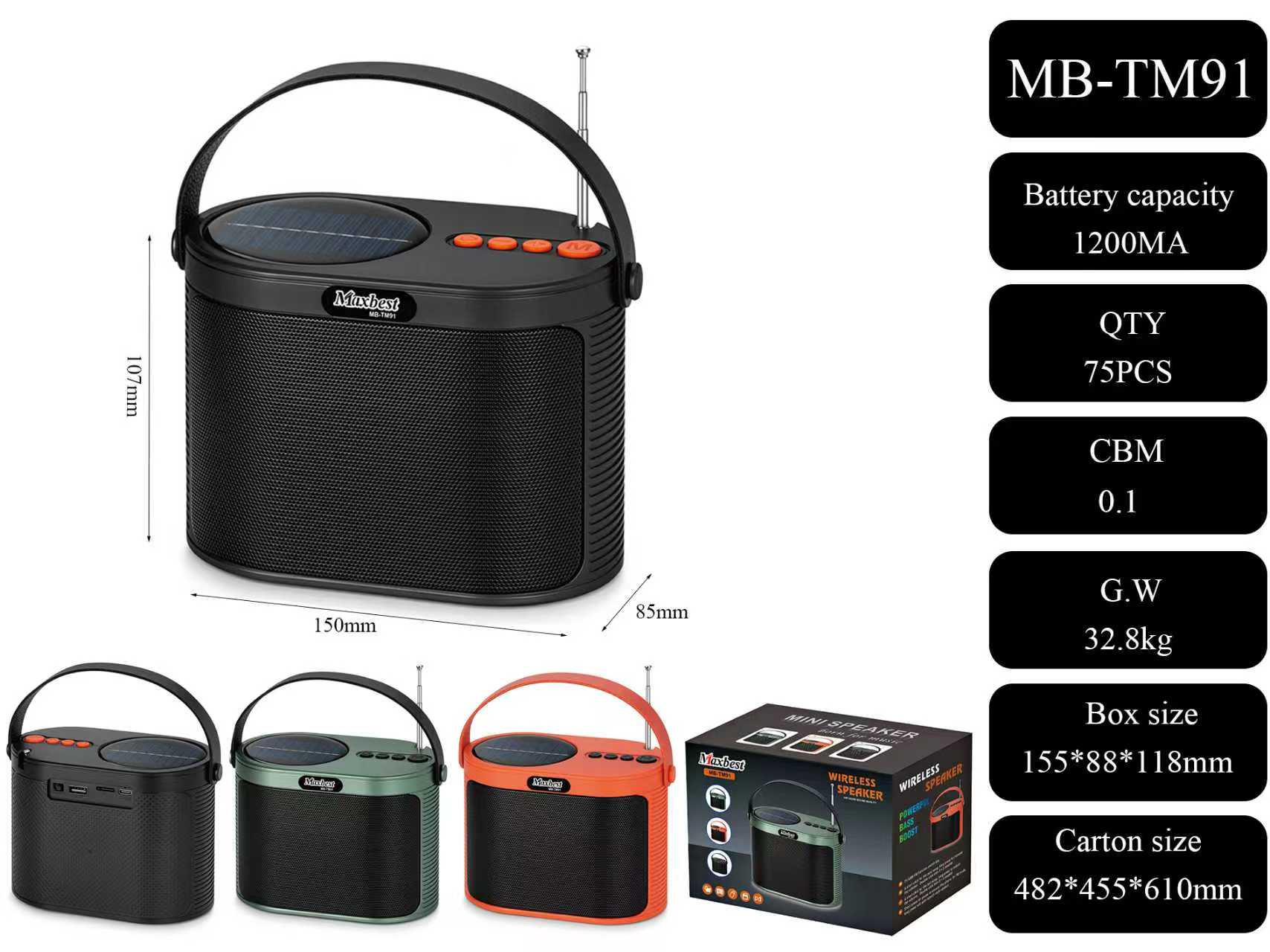 Maxbest TM91 Bluetooth Speaker/Fm